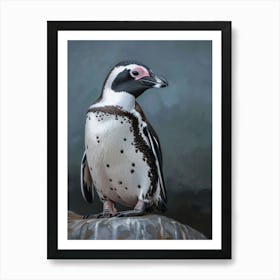 African Penguin Floreana Island Oil Painting 1 Poster