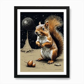 Squirrel On The Moon Art Print