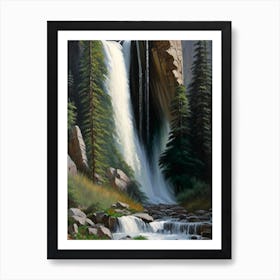 Horsetail Falls, United States Peaceful Oil Art  (1) Art Print