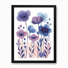 Flowers On A White Background Art Print