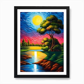 Sunset By The River Art Print