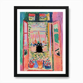 Matisse Open Window With A Cat Funny Animals Art Print