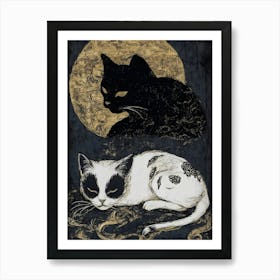 Cat In The Moonlight Art Print