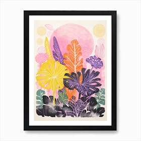 Colourful Botanical Risograph Style 20 Art Print