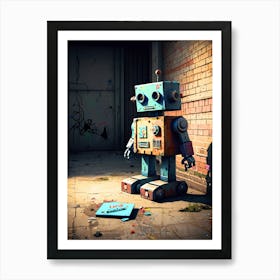 Robot In The Street Art Print