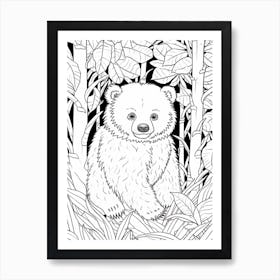 Line Art Jungle Animal Binturong 1 Art Print