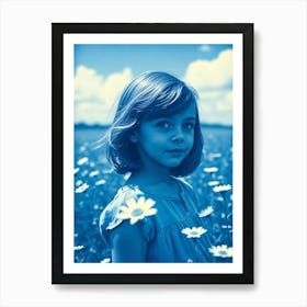 Little Girl In A Field Of Daisies Art Print