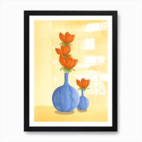 Lotus Vases With Flowers Art Print