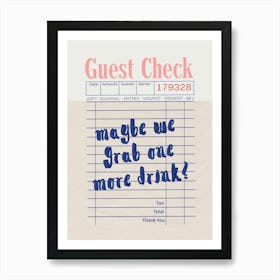 Guest Check Cocktail Poster