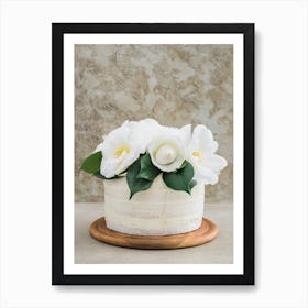 White Magnolia  Cake Art Print