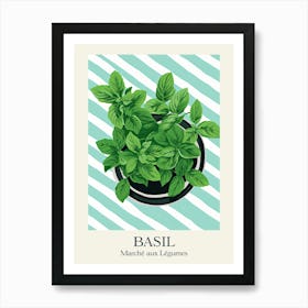 Marche Aux Legumes Basil Summer Illustration 10 Art Print