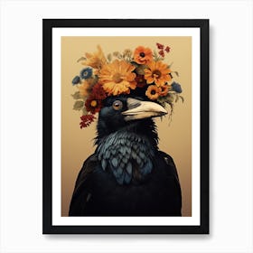 Bird With A Flower Crown Crow 1 Art Print