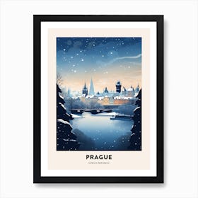 Winter Night  Travel Poster Prague Czech Republic 3 Art Print