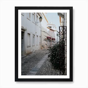 Bright Tiled Street In Portugal Pastel Colour Travel Photography Art Print