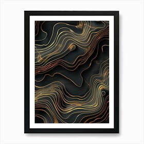 Abstract Gold Wavy Lines Art Print