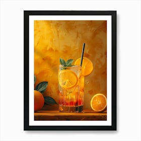 Cocktail With Oranges And Mint 2 Art Print