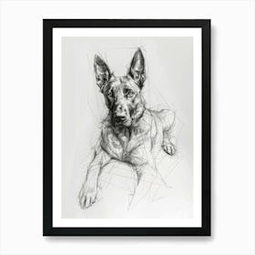 German Shepherd Dog Line Drawing Sketch 4 Art Print