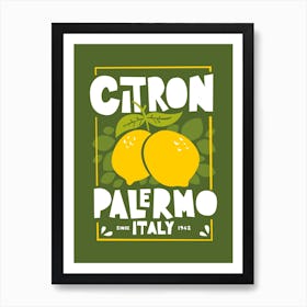 Green Citron Palermo Italian Lemons Art Print