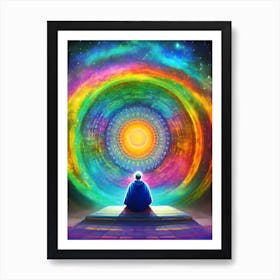 Meditating Man In Space Art Print