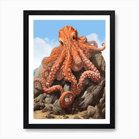 Giant Pacific Octopus Illustration 7 Art Print