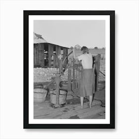 Daughter Of Tenant Farmer Living Near Muskogee, Oklahoma, Pumping Water Out Of Tub,See General Caption Number Art Print