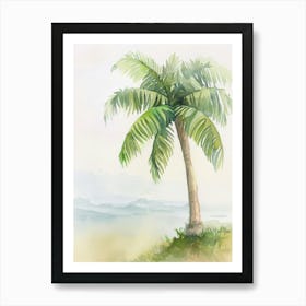 Palm Tree Atmospheric Watercolour Painting 2 Art Print