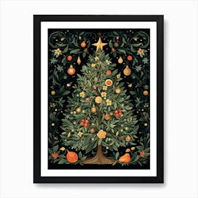 William Morris Style Christmas Tree 2 Art Print