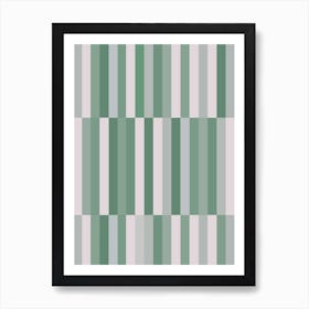 Sage Green Geometric Stripes Pattern Art Print