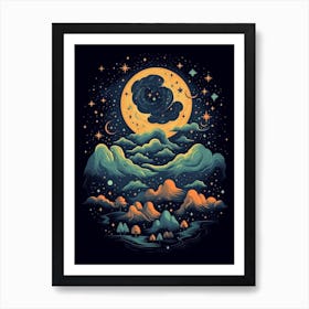 The Moon And Clouds Celestial 1 Art Print