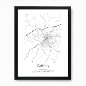 Gaffney,United States Minimalist Map Poster