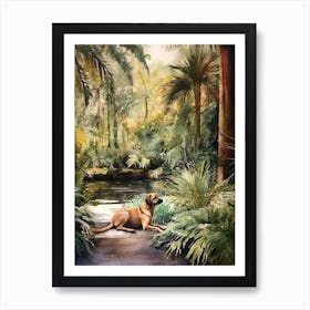 Painting Of A Dog In Royal Botanic Garden, Melbourne In The Style Of Watercolour 02 Art Print
