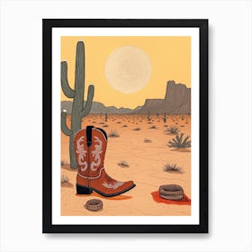 A Cowboy Boot In The Desert 3 Art Print