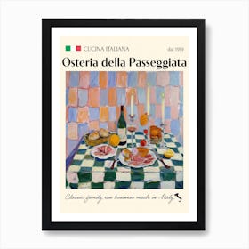 Osteria Della Passeggiata Trattoria Italian Poster Food Kitchen Art Print