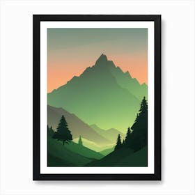 Misty Mountains Vertical Composition In Green Tone 129 Art Print