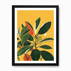 Rubber Plant Minimalist Illustration 7 Art Print