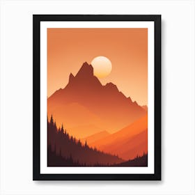 Misty Mountains Vertical Composition In Orange Tone 198 Art Print