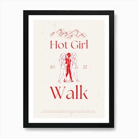 Hot Girl Walk Retro Quote  Art Print