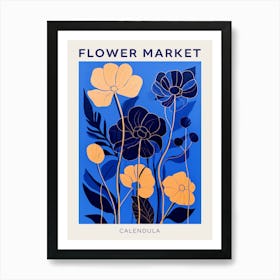 Blue Flower Market Poster Calendula 2 Art Print