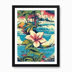 Maui Hawaii, California, Inspired Travel Pattern 4 Art Print