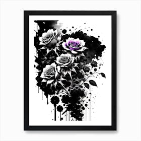 Black And Purple Roses 2 Art Print
