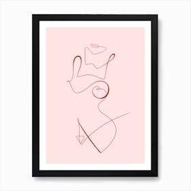 One line Pink Nude 2 Art Print