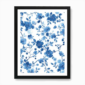 Blue Floral Pattern Art Print