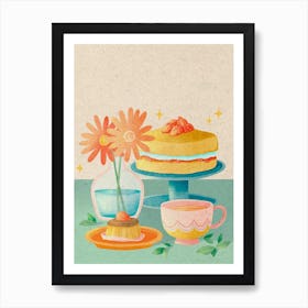 Cakes and flowers Art Print