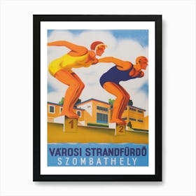 Swimming Race Vintage Poster Art Print