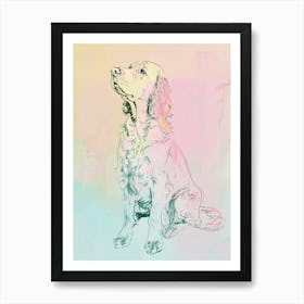  English Setter Dog Pastel Line Watercolour Illustration  3 Art Print