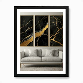 Gold And Black Marble Wall Art 3 Art Print