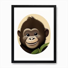 Baby Gorilla Smiling, Gorillas Cute Kawaii 3 Art Print