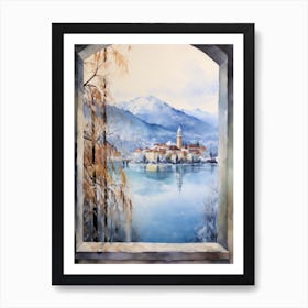 Winter Cityscape Lake Bled Slovenia 1 Art Print