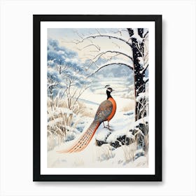 Winter Bird Painting Pheasant 3 Art Print