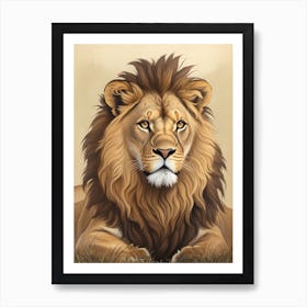 Vintage Lion Painting Art Print